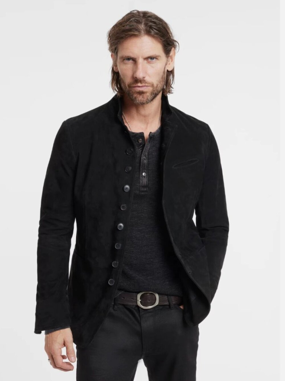 $2198 Brand New John Varvatos Suede Woodward Multibutton Jacket EU 44 USA 34 G